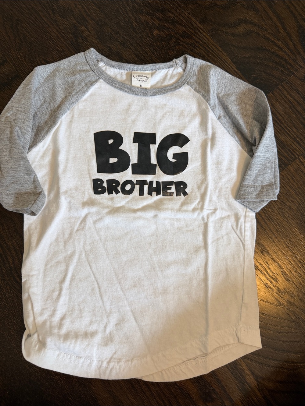 Big Brother Raglan Tee in White and Gray